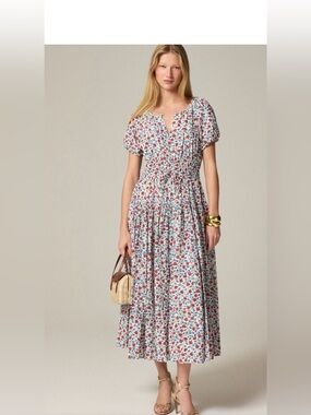 J. Crew|  XXS Blue and Red Puff Sleeve Sundress
New with out tags.